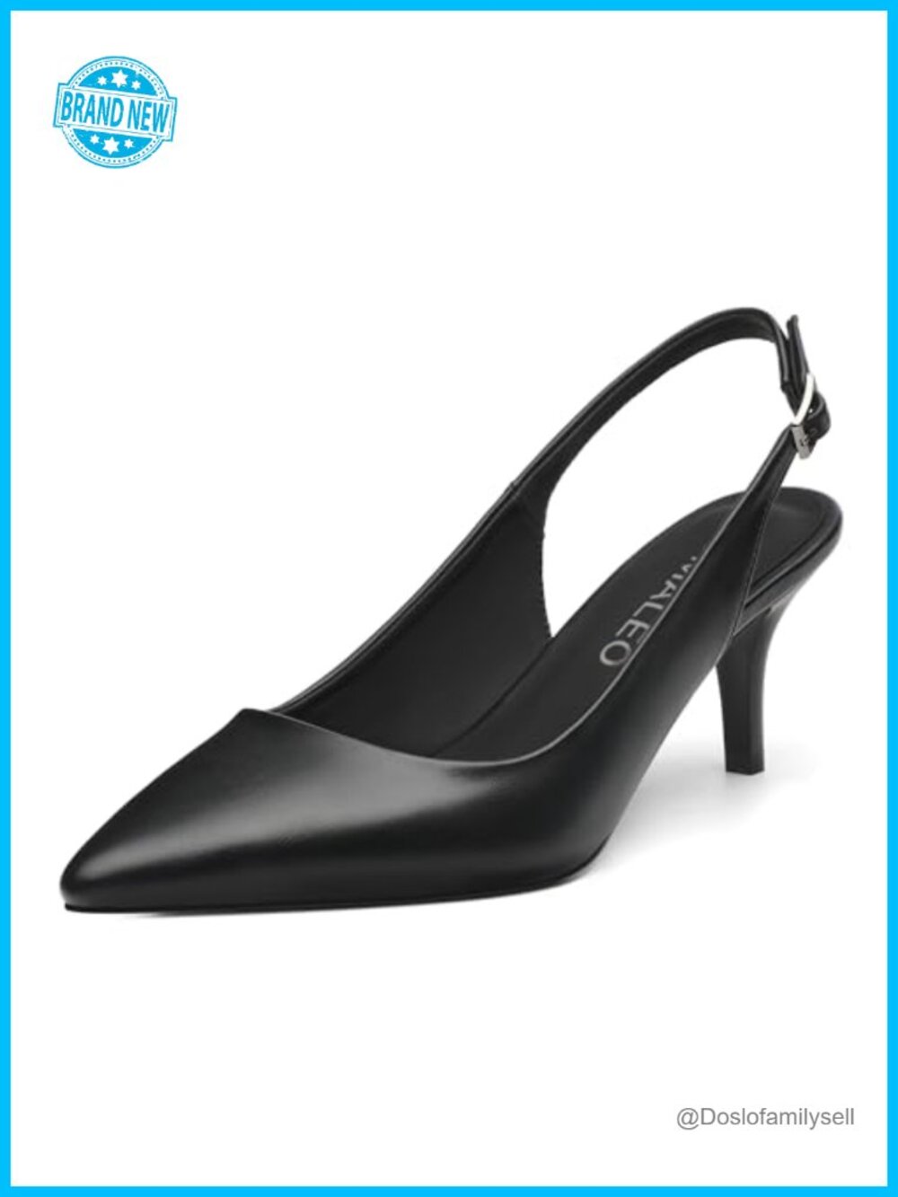 Kitten Heels Pointed Toe Slingback Pumps Buckle Cushioned Insoles